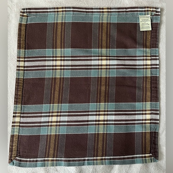 Pottery Barn Set of 5 Plaid 100% Cotton Napkins 20x20 Brown Blue Preppy Academia - Picture 4 of 7